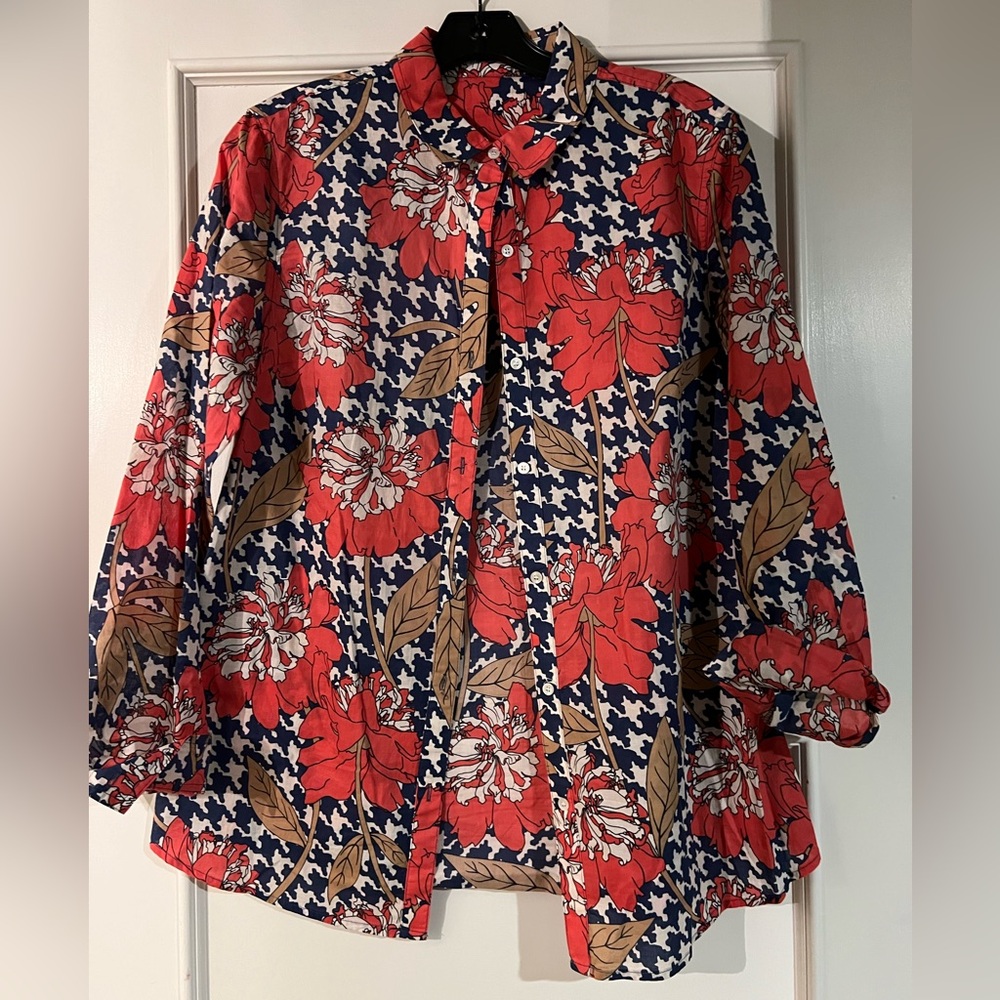 J. McLaughlin Floral Button-Down Blouse